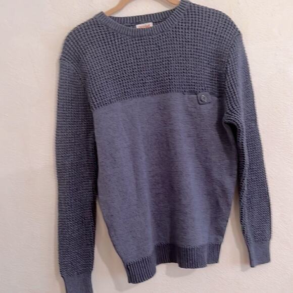 Cat & Jack Denim Blue Multi Stitch Long Sleeve Crew Neck Sweater Size L - Picture 3 of 5